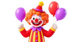 小丑手持气球欢乐场景
