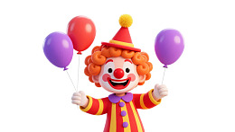 卡通小丑手持气球欢乐场景