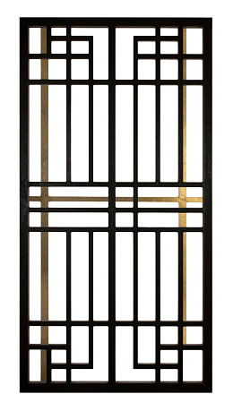 黑色框架金色线条装饰屏风