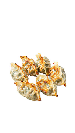 金黄酥脆煎饺堆叠展示