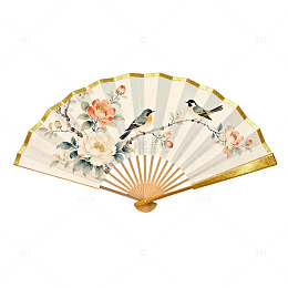 典雅花鸟折扇装饰图案