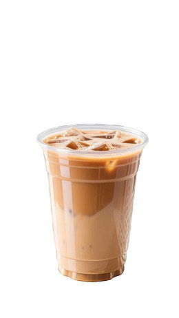 一杯装满冰块的奶茶图片