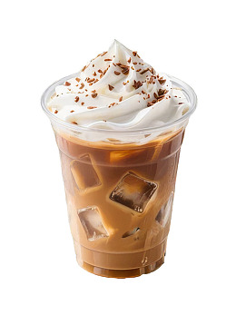 一杯加奶油巧克力碎的冰咖啡