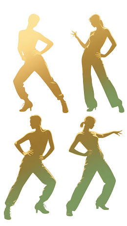 四款女性舞蹈剪影设计