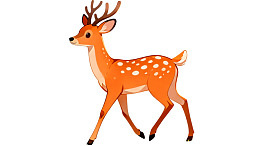 卡通风格的小鹿行走图
