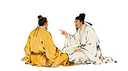 古代文人对坐交谈场景