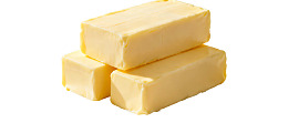 三块淡黄色黄油堆叠展示