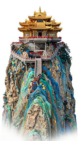 山巅金顶古建筑景观图片