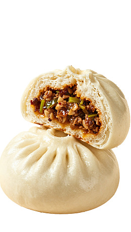 包子切开展示馅料图片