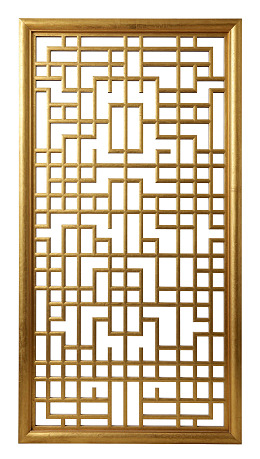 金色中式几何镂空屏风