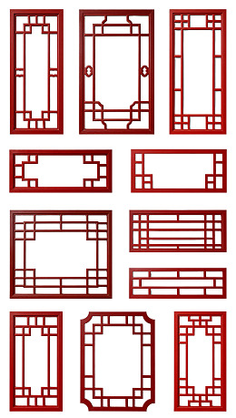中国传统红色窗格图案集合