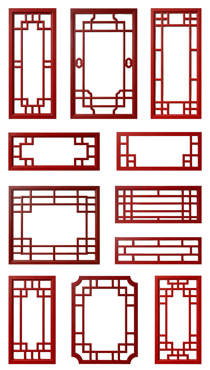 中国传统红色窗格图案集合