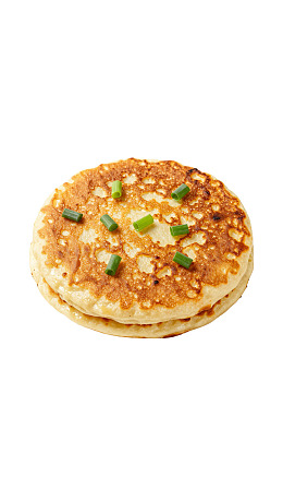 金黄煎饼点缀葱花图片