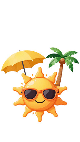 卡通太阳撑伞戴墨镜图片