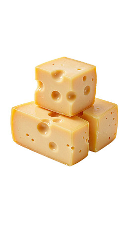 三块孔洞奶酪堆叠展示