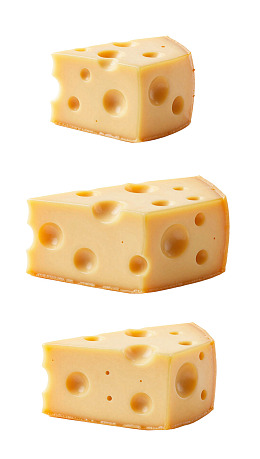三块孔洞奶酪分层排列