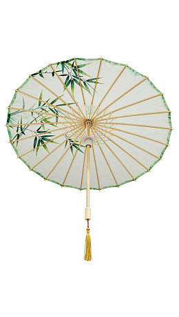 白色伞面绘竹叶古风油纸伞
