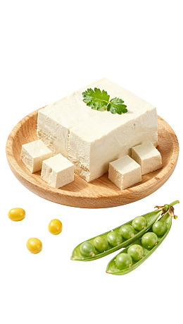 豆腐配豌豆与黄豆图片