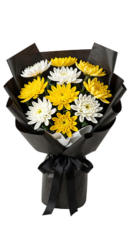 黄白相间的菊花花束图片