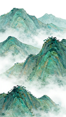 云雾缭绕的青翠山峦图片
