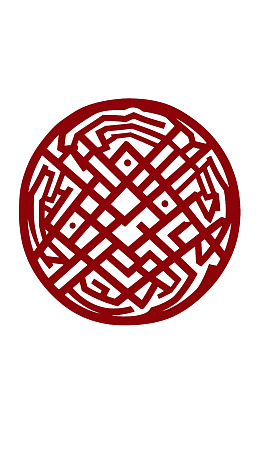 红色圆形复杂几何图案设计
