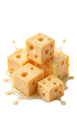 奶酪块溅出奶液图片