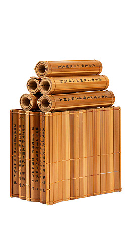 竹简卷轴堆叠展示图片