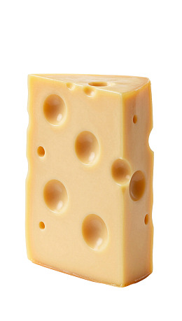 一块带有孔洞的黄色奶酪
