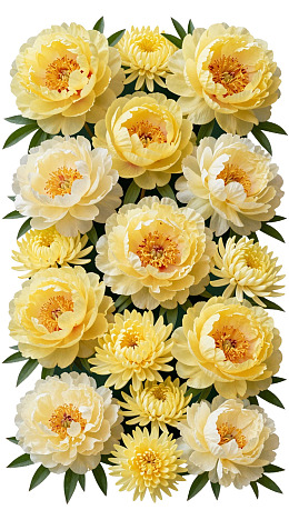 黄色牡丹与菊花组合花艺