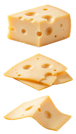 三种形态的奶酪特写展示