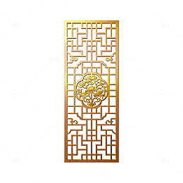 中式金色镂空雕花屏风装饰图案