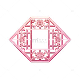粉色传统花纹窗格装饰图案