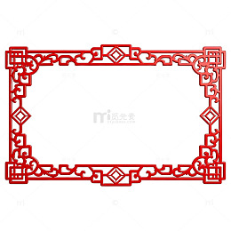传统红色镂空花纹边框装饰图案