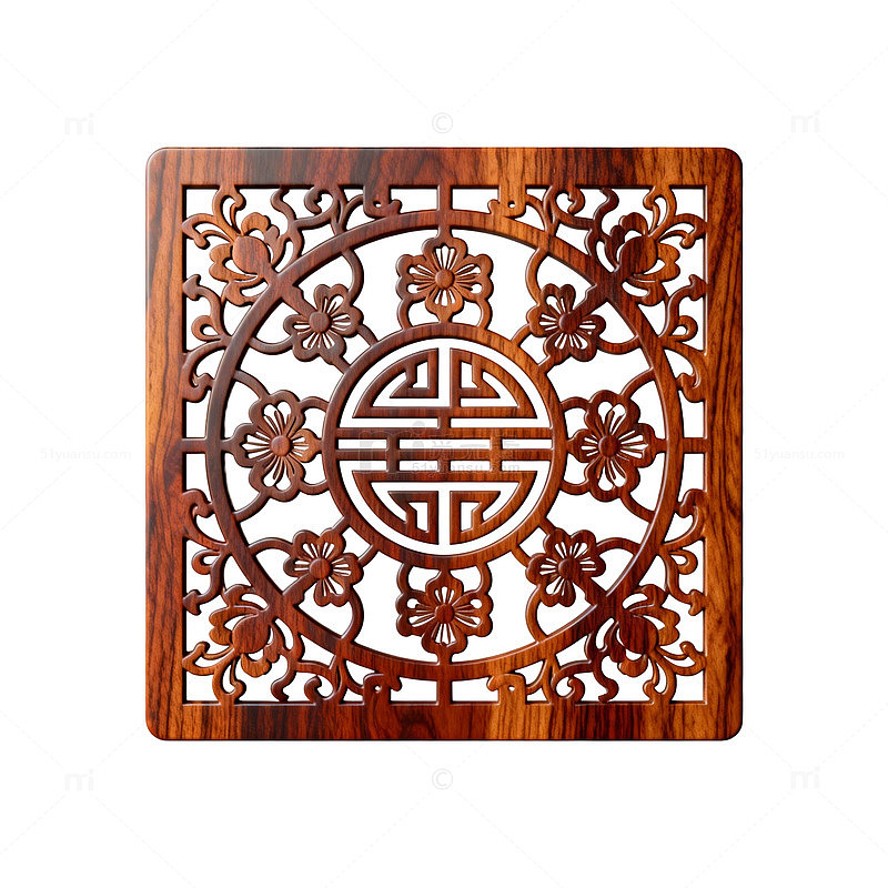 木雕花纹福字装饰图案