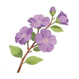 紫色花卉插画设计