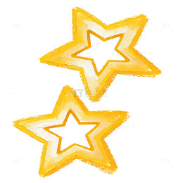 镂空笔刷质感黄星边框元素