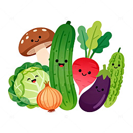 卡通蔬菜插画设计素材