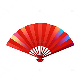 鲜艳红扇装饰元素