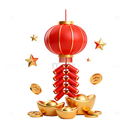 红灯笼金元宝春节装饰素材