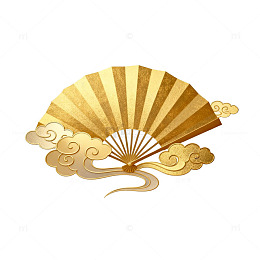 金色扇子祥云图案