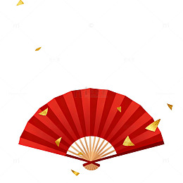喜庆节日红色折扇装饰素材