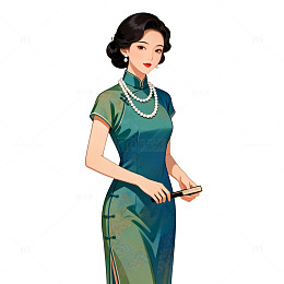 旗袍女性插画设计素材