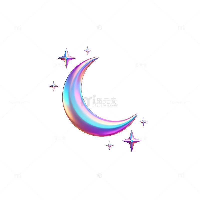 彩虹月亮星空图案装饰素材