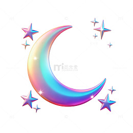 彩虹梦幻月亮星星插画