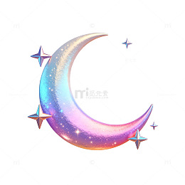 彩虹色梦幻月亮星星插画