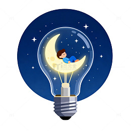 梦幻灯泡睡眠插画