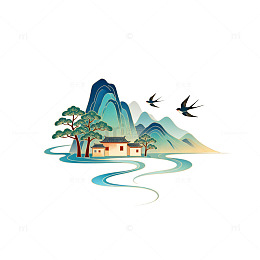 山水田园中国风插画