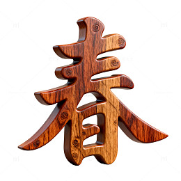 木质雕刻春字艺术字设计素材