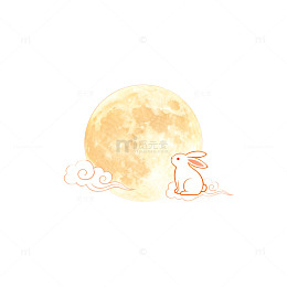 中秋月圆兔相伴插画