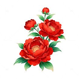 牡丹花卉图案插画素材